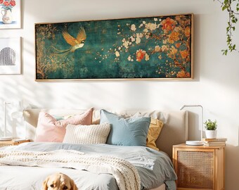 Vintage Japanese Tapestry Wall Art Framed, Bird of Paradise - Etsy