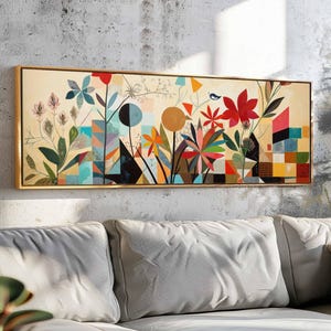 Mid Century Modern Floral Framed Wall Art: Botanical Print