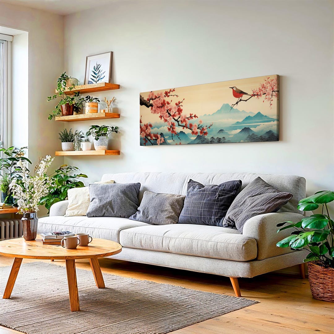 Cherry Blossom Japanese Landscape Wall Art Framed - Etsy