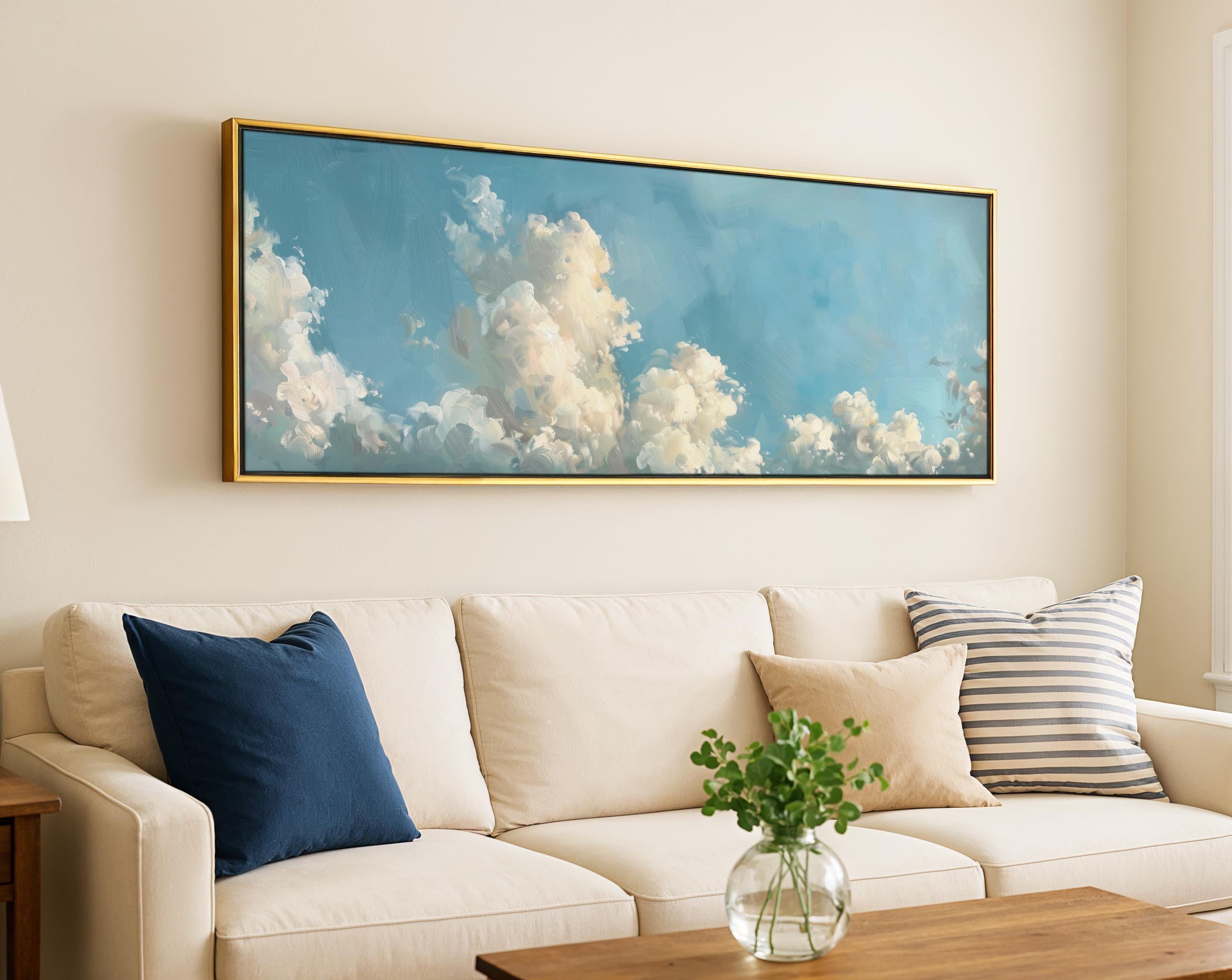 絵画 CLOUD 1 Vintage Clouds Framed Wall Art: Sky Blue Panoramic Print - Etsy
