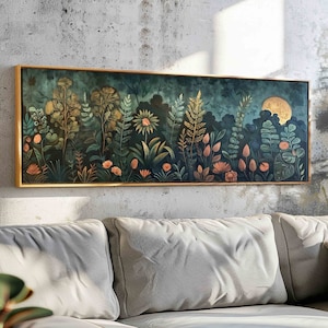 Framed Dark Wildflower Wall Art: Moody Botanical Print