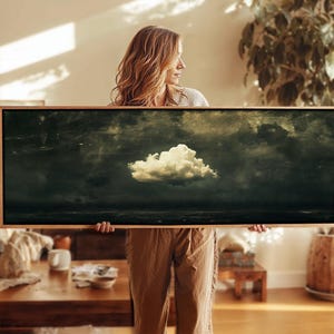 Vintage Cloud Wall Art: Moody Panoramic Framed Print