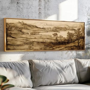 Vintage Landscape Wall Art Framed - Vintage Wall Art Print - Landscape Wall Art - Above Bed Decor - Horizontal Wall Art - Wide Wall Art