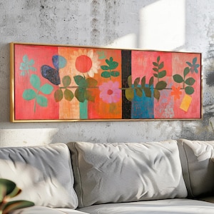 Mid Century Modern Floral Framed Wall Art: Botanical Print