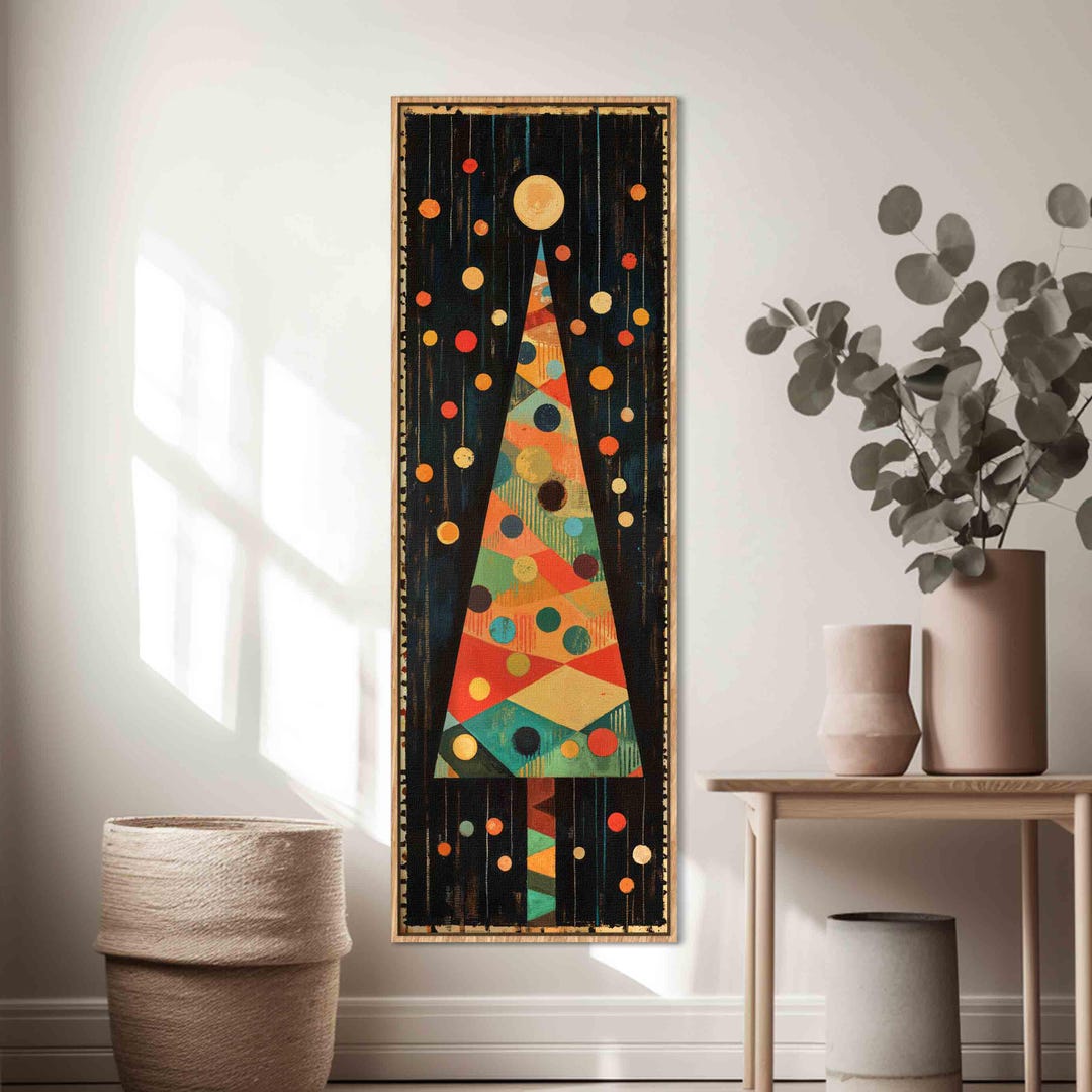 Mid Century Modern Christmas Wall Art Framed, Christmas Tree Art Print ...