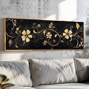 Vintage Japanese Tapestry Wall Art Framed Print, Asian Vintage Textile Wall Art, Floral Tapestry Print, Boho Wall Decor, Above Bed Decor