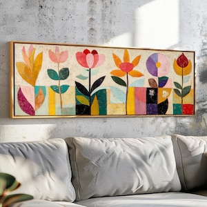 Mid Century Modern Floral Framed Wall Art: Botanical Print