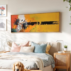 Abstract Geometric Wall Art Framed - Large Horizontal Contemporary Wall Decor