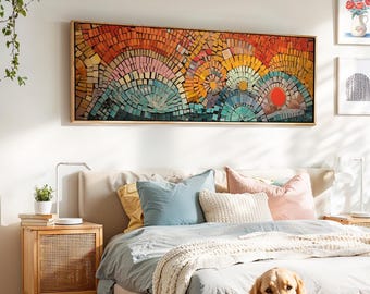 Mid Century Modern Framed Wall Art: Abstract Geometric Mosaic - Etsy