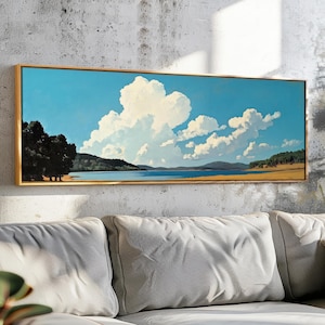 Vintage Landscape Wall Art Framed - Cloud Wall Art Print - Clam Wall Art- Above Bed Decor - Horizontal Wall Art - Landscape Wall Art Print