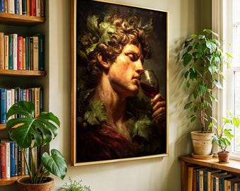 Dionysus, Greek God of Wine Framed Canvas - Dark Academia Wall Art