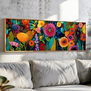 Minimalist Floral Framed Wall Art: Abstract Flowers, Modern Home Decor
