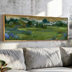 Japanese Landscape Wall Art Framed, Japanese WildField Surreal Wall Art Print, Horizontal Wall Art, Above BedDecor, Vintage Japanese Print