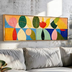 Mid Century Modern Floral Framed Wall Art: Botanical Print