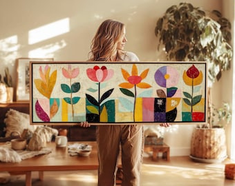 Mid Century Modern Floral Framed Wall Art: Botanical Print