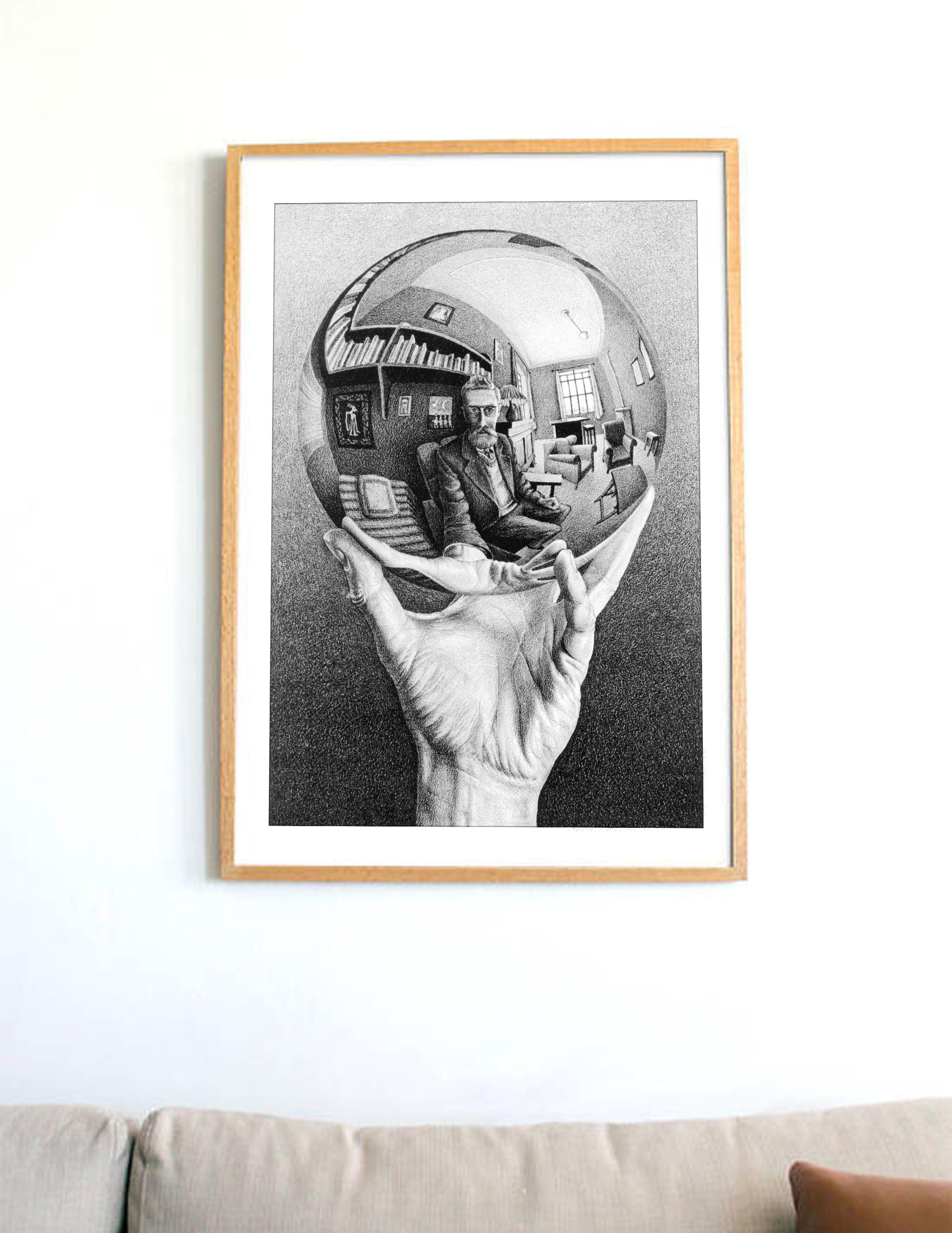 M.C Escher hand with reflecting sphere canvas print 8X12&12X17 art reproduction 