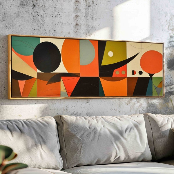 Mid Century Modern Panoramic Print, Modern Horizontal Wall Art Print, Abstract Art, Geometric Wall Art, Boho Wall Decor, Large Wall Art