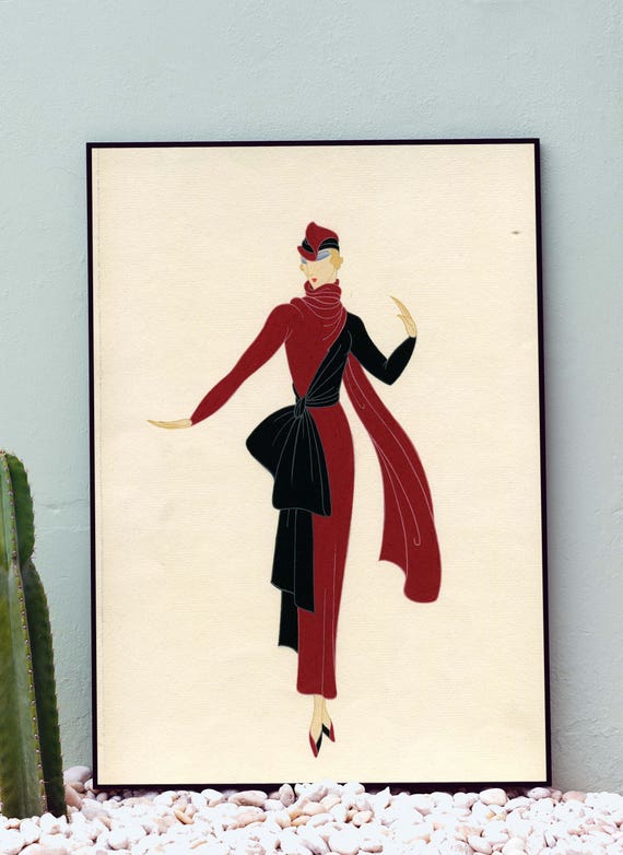 Erte Print Art Nouveau Print Fashion illustration Print Retro Vintage Fashion Art Fashion Wall Art Art Deco Wall art print