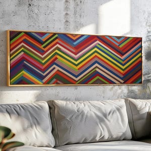 Halverwege de eeuw moderne geometrische muurkunst ingelijst - panoramische Bauhaus-muurkunst ingelijst - moderne print - brede muurkunst - horizontale muurkunst