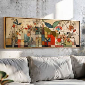 Mid Century Modern Floral Framed Wall Art: Botanical Print