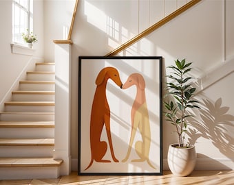 Art mural chien moderne, imprimé animal du milieu du siècle