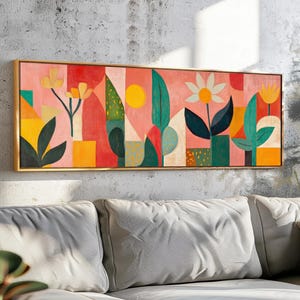 Mid Century Modern Floral Framed Wall Art: Botanical Print