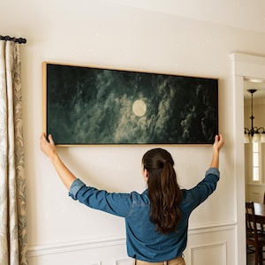 Framed Full Moon Canvas Print: Moody Minimalist Wall Art