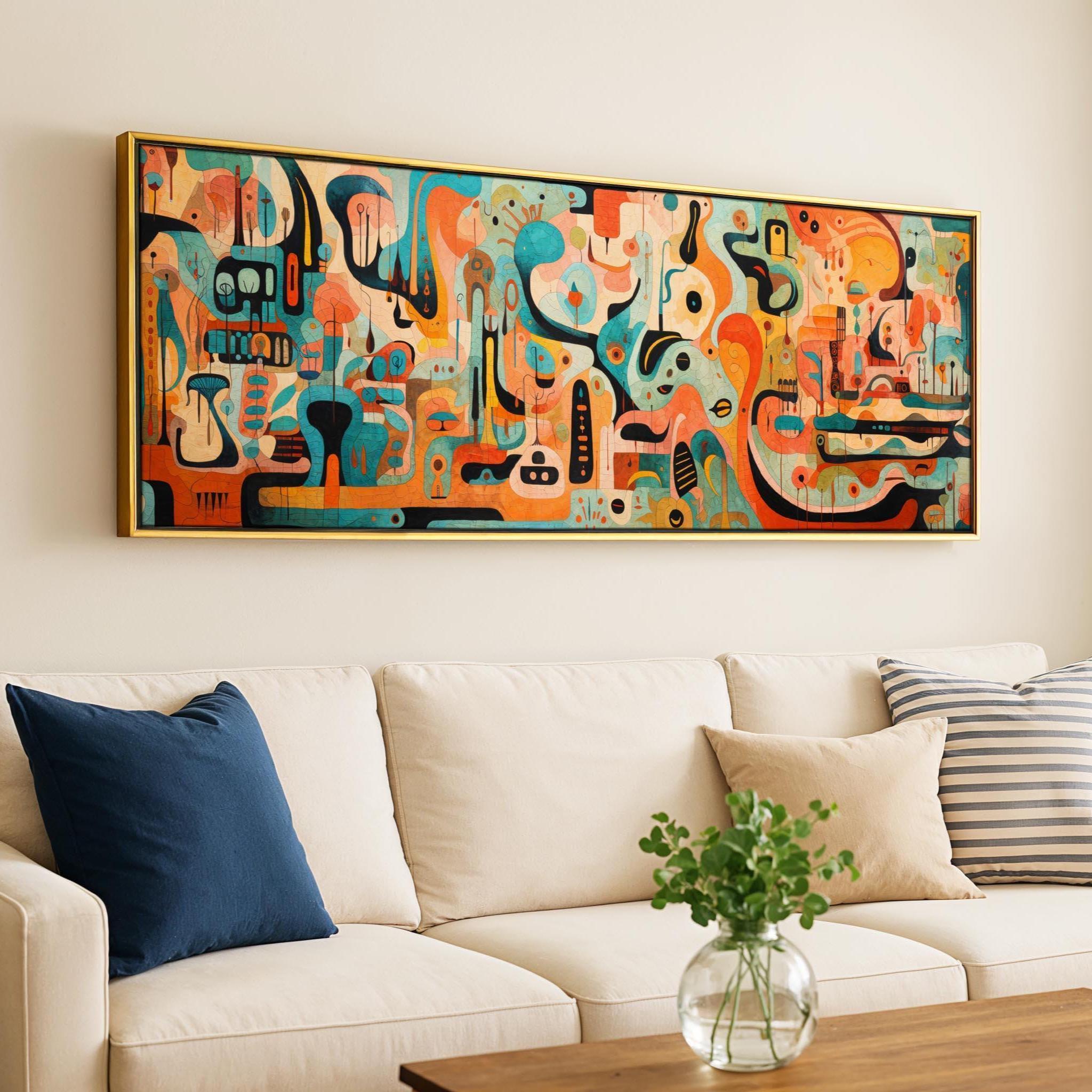 Mid Century Modern Colorful Abstract Wall Art Framed - Etsy