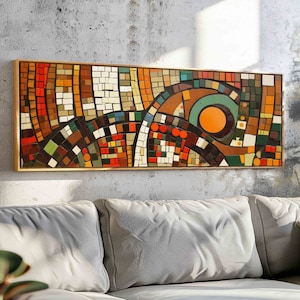Framed Mid Century Modern Wall Art - Horizontal Modern Wall Art Print, Panoramic Above Bed Decor - Boho Wall Art - Large Wide Art Print
