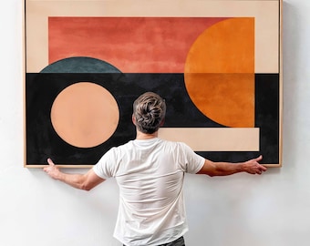 Art mural Mid-Century moderne encadré, impression d'art géométrique