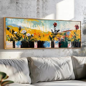 Modern Framed Floral Wall Art: Mid-Century Botanical Print for Bedroom, Living Room, Office Decor