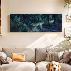 Vintage Framed Forrest Path Wall Art: Panoramic Landscape