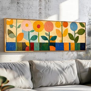 Mid Century Modern Floral Framed Wall Art: Botanical Print