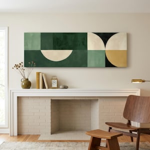 Cuadros de pared modernos de mediados de siglo, arte mural geométrico panorámico moderno, decoración de pared horizontal grande de mediados de siglo