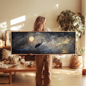 Moon and Crane Wall Art Framed