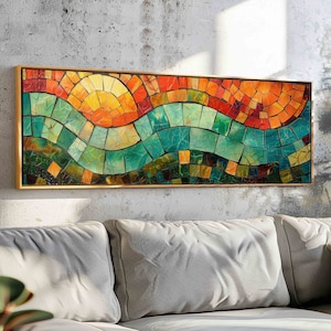 Framed Mid Century Modern Wall Art: Abstract Geometric Print