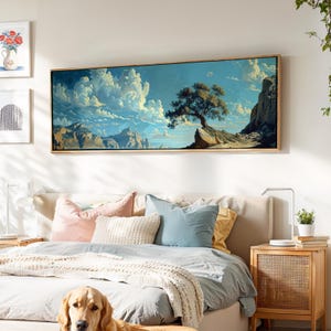 Framed Panoramic Landscape Print: Horizontal Oil Painting Wall Art