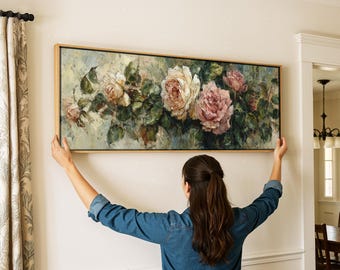 Vintage ingelijste muurkunst met bloemen: botanische print rozen