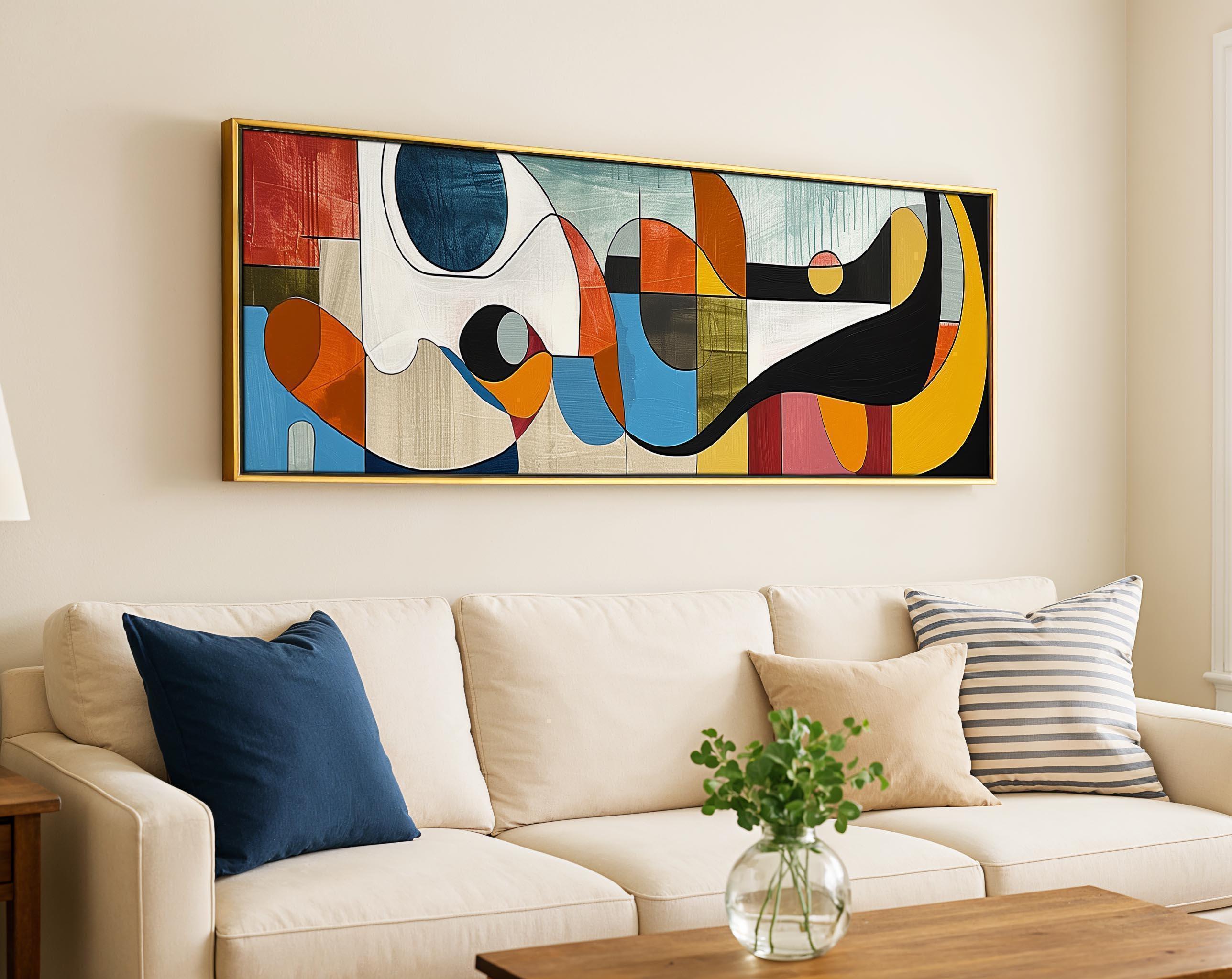 Mid Century Modern Framed Art Print: Geometric Abstract Horizontal