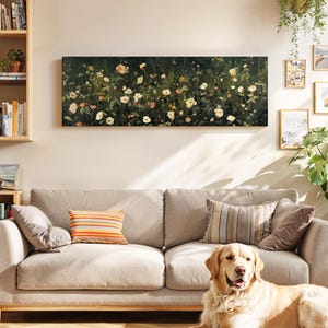 Velvet Green Wildflowers Framed Wall Art: Dark Academia Floral Print