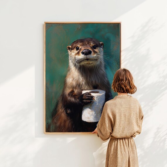 Poster Loutre Lisant Journal aux Toilettes - Décoration Humoristique W – Balthazart Studio