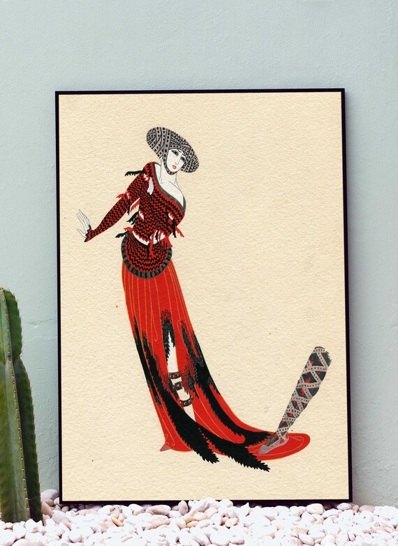 Erte Print Art Nouveau Print Fashion illustration Print Retro Vintage Fashion Art Fashion Wall Art Art Deco Wall art print