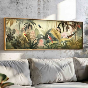 Panoramic Wall Art, Horizontal Wall Art, Large Floral Wall Art, Wide Floral Modern Wall Art, Botanical Wall Art Decor, Above Bed/Sofa Decor