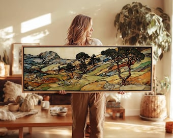 Abstract Mountain Landscape Framed Canvas Print: Modern Geometric Wall Art