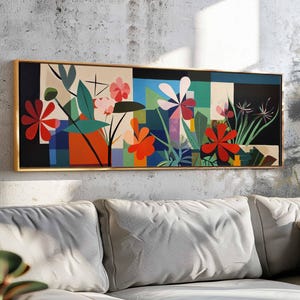 Mid Century Modern Floral Framed Wall Art: Botanical Print
