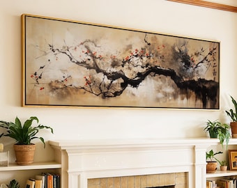 Wabi Sabi Japanese Wall Art Framed: Panoramic Wall Decor