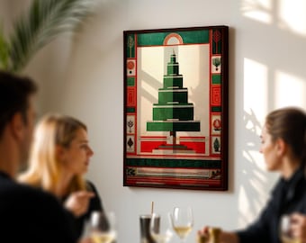 Moderne ingelijste kerstboom uit het midden van de eeuw