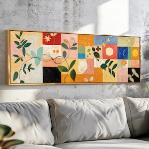 Mid Century Modern Floral Framed Wall Art: Botanical Print