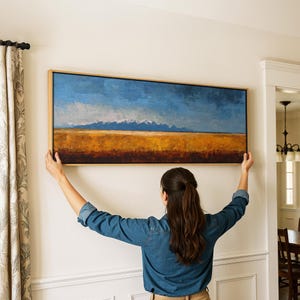 Framed Minimalist Landscape Art Print: Soft Tones Horizontal Wall Decor