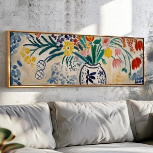 Framed Floral Wall Art: Minimalist Abstract Flowers, Modern Home Decor